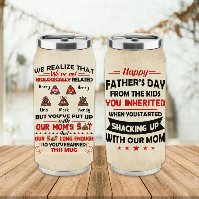 Custom Personalized Step Dad Soda Can Tumbler - Upto 5 Kids - Gift Idea For Father's Day - Happy Father's Day