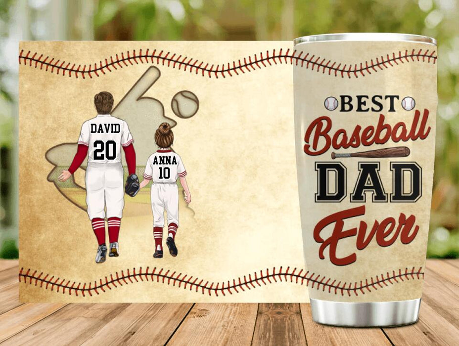 Custom Personalized Baseball Dad Tumbler - Upto 4 Children - Gift Idea for Father's Day/Baseball Lover - Best Baseball Dad Ever