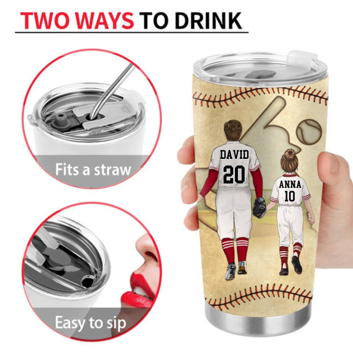 Custom Personalized Baseball Dad Tumbler - Upto 4 Children - Gift Idea for Father's Day/Baseball Lover - Best Baseball Dad Ever