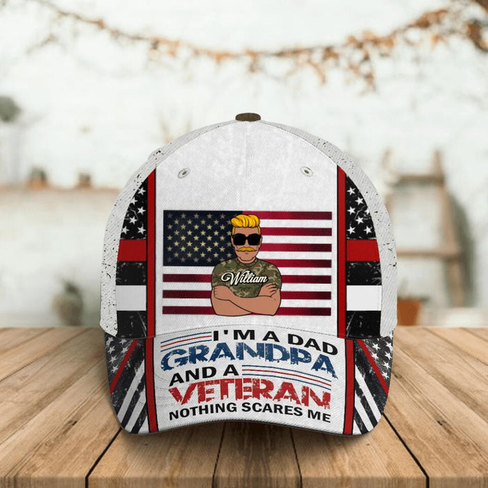 Custom Personalized Veteran Dad Baseball Cap - Gift Idea for Father's Day - I'm A Dad Grandpa And A Veteran