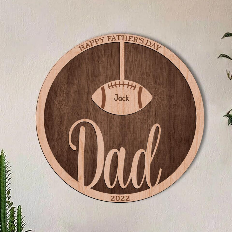 Personalized Football Double Layer Round Sign - Gift Idea For Father's Day 2023