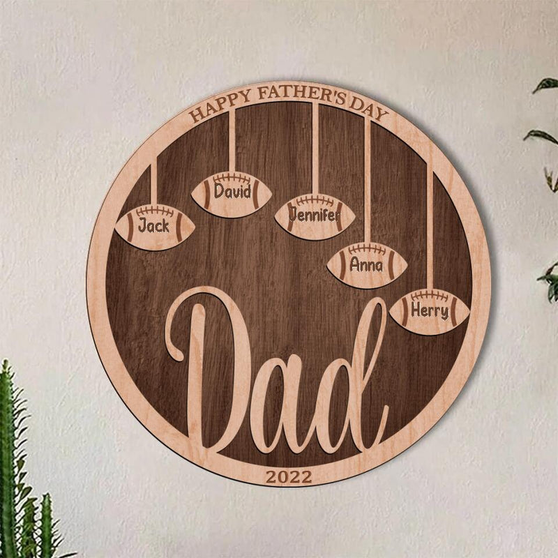Personalized Football Double Layer Round Sign - Gift Idea For Father's Day 2023