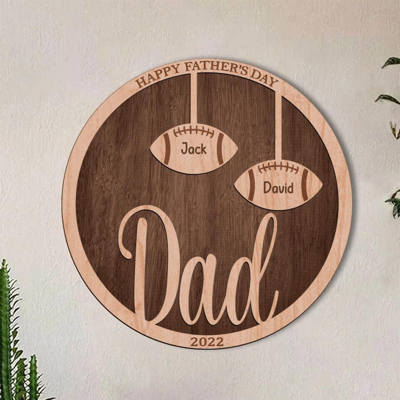 Personalized Football Double Layer Round Sign - Gift Idea For Father's Day 2023