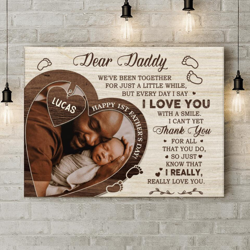 Personalized Father Canvas - Gift Idea For Father's Day - Dear Daddy