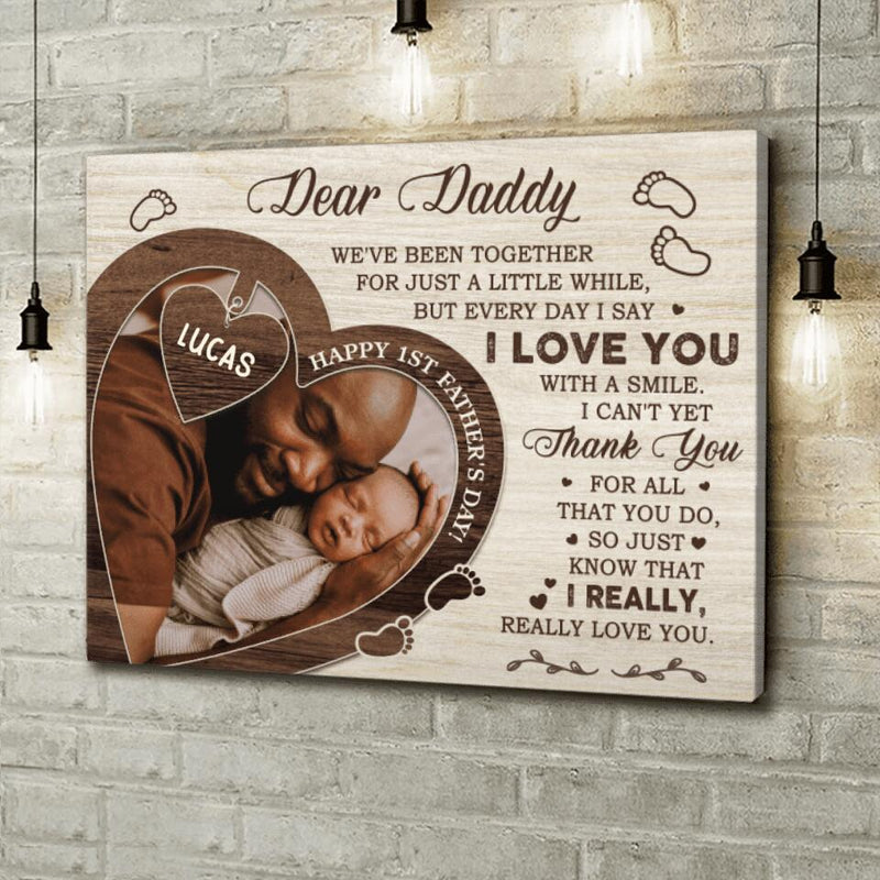 Personalized Father Canvas - Gift Idea For Father's Day - Dear Daddy