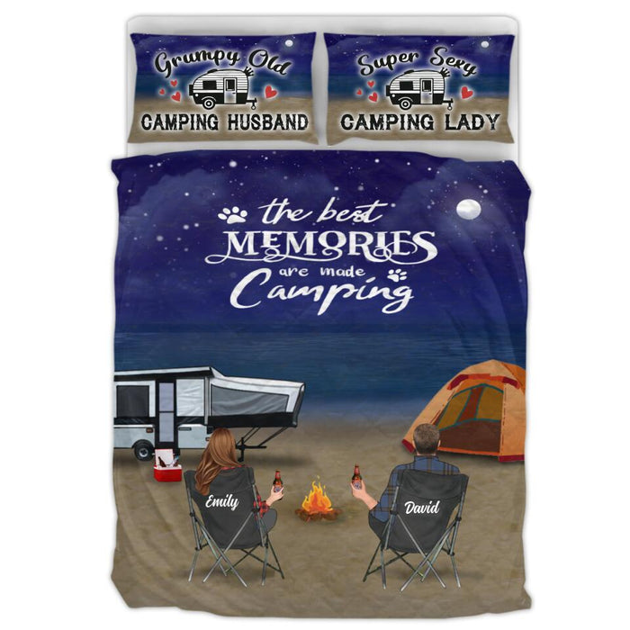 Custom Personalized Beach Camping Quilt Bed Sets - Gift Idea For Family/Camping Lover - Couple/ Parents With Up to 3 Kids And 4 Pets - The Best Memories Are Made Camping