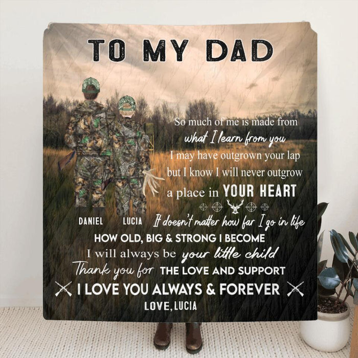 Custom Personalized Hunting Father and Kid Blanket - Best Gift For Father's Day From Son and Daughter - Thank You For The Love And Support - Q46PNT