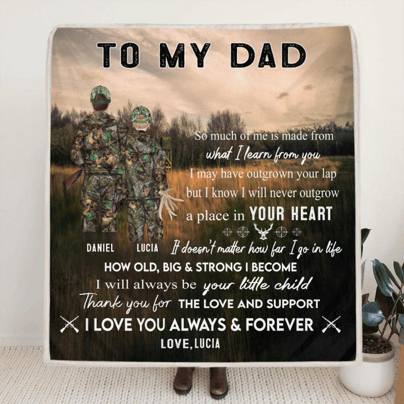 Personalized Hunting Father and Kid Blanket - Best Gift For Father's Day From Son and Daughter - Thank You For The Love And Support - Q46PNT