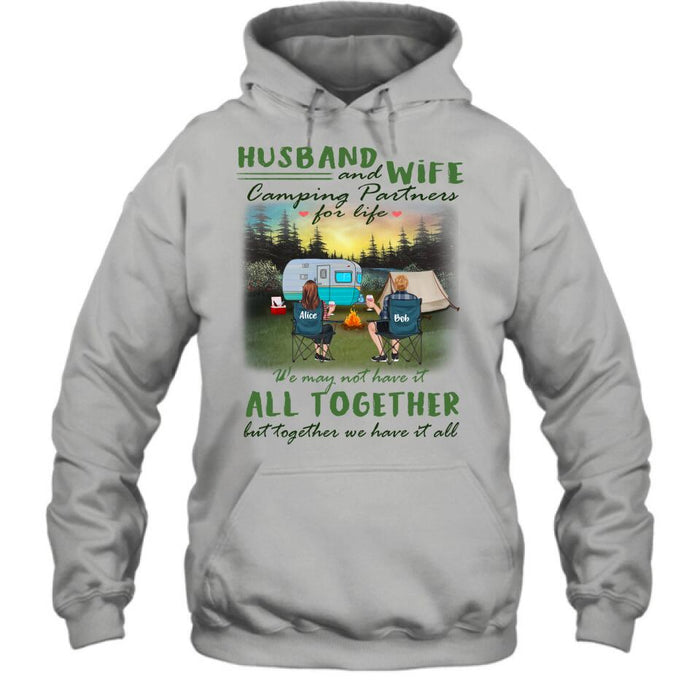 Custom Personalized Camping Shirt/ Pullover Hoodie - Couple/ Parents With Kid And Pet - Valentine's Day Gift Idea For Camping Lover - Husband And Wife Camping Partners For Life