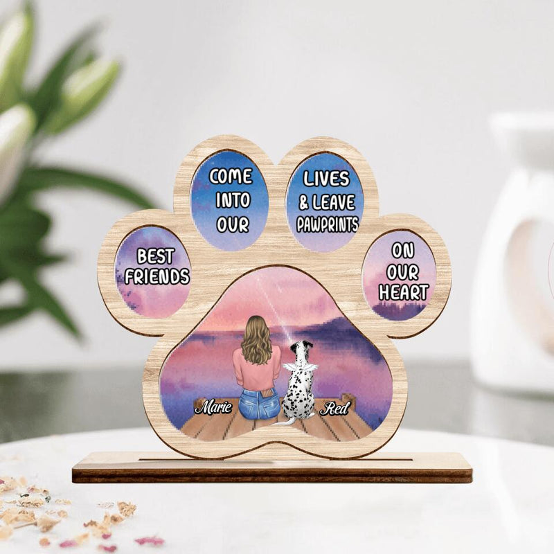 Personalized Memorial Paw Dog Wooden And Acrylic Plaque - Passing Away Gift  For Dog Lover - Best Friends Come Into Our Lives & Leave Pawprints On Our Heart