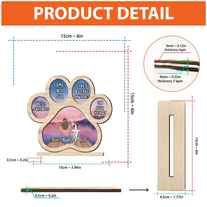 Personalized Memorial Paw Dog Wooden And Acrylic Plaque - Passing Away Gift  For Dog Lover - Best Friends Come Into Our Lives & Leave Pawprints On Our Heart