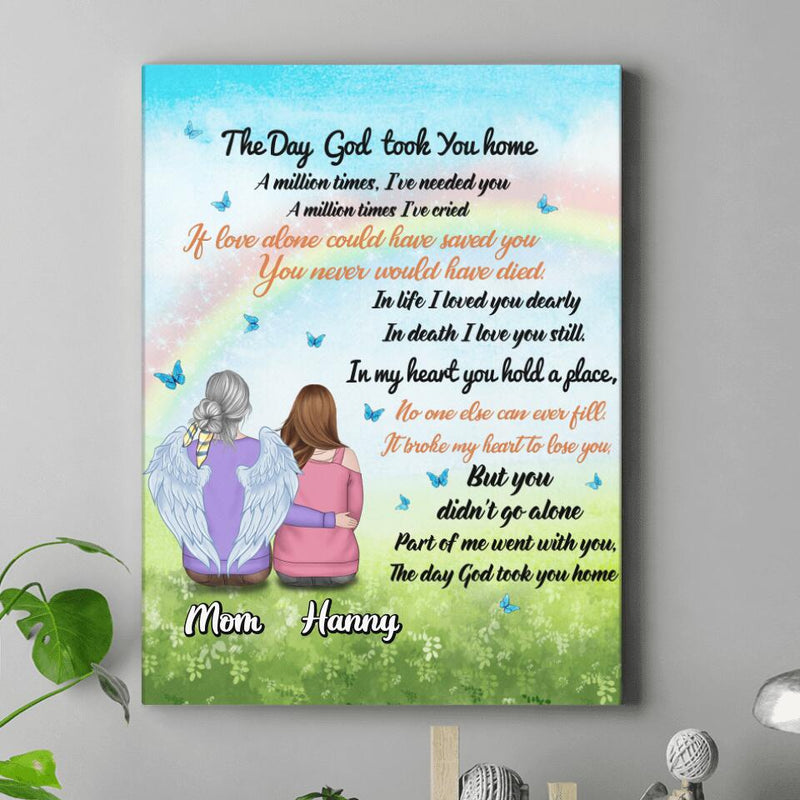 Personalized Memorial Canvas - Memorial Gift Idea for Father's Day/Mother's Day/Daughter/Son/Husband/Wife - The Day God Took You Home