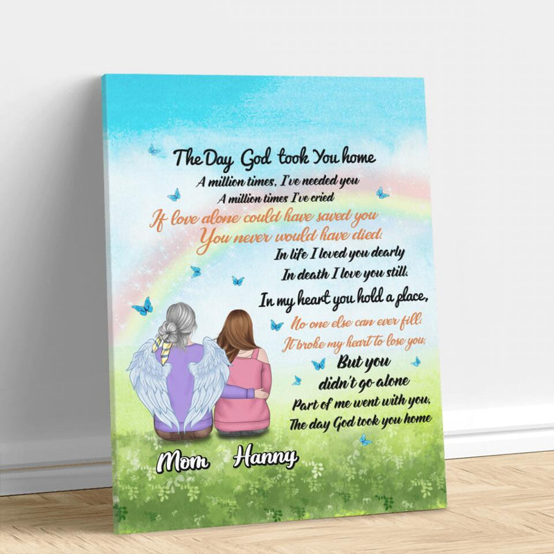 Personalized Memorial Canvas - Memorial Gift Idea for Father's Day/Mother's Day/Daughter/Son/Husband/Wife - The Day God Took You Home