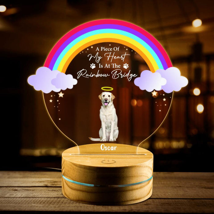 Custom Personalized Dogs At The Rainbow Bridge Led Lamp - Memorial Gift Dog Lover -  A Piece Of My Heart Is At The Rainbow Bridge