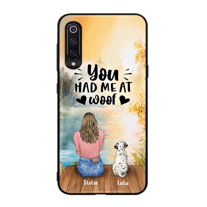 Custom Personalized Dog Mom Phone Case - Best Gift Idea For Dog Lovers - Upto 4 Dogs - You Had Me At Woof - Case For iPhone, Samsung And Xiaomi