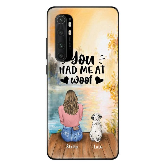 Custom Personalized Dog Mom Phone Case - Best Gift Idea For Dog Lovers - Upto 4 Dogs - You Had Me At Woof - Case For iPhone, Samsung And Xiaomi