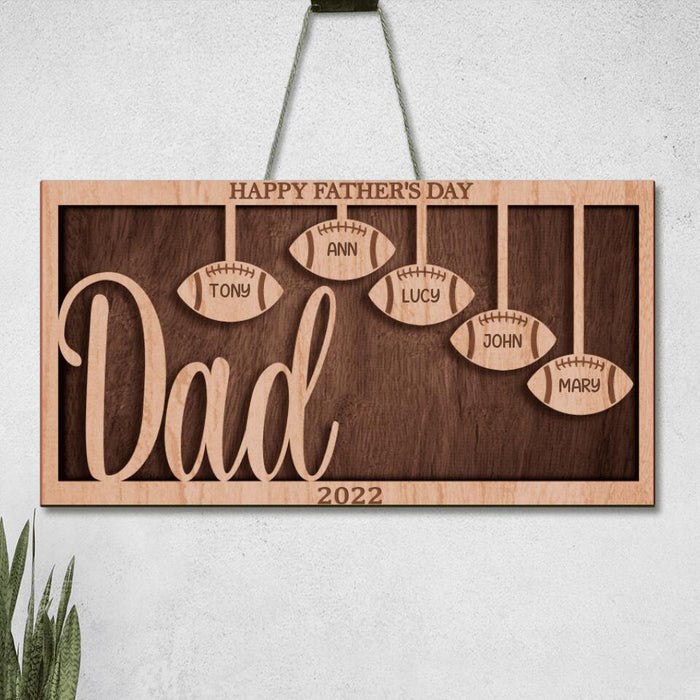 Custom Personalized Football Rectangle Wooden Sign - Gift Idea For Father's Day 2023