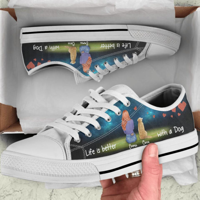 Personalized Girl and Dog Sneakers - Girl with up to 3 Dogs - NLWVKS