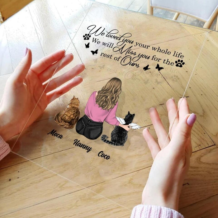 Personalized Memorial Pet Acrylic Plaque - Up to 5 Dogs/Cats - Memorial Gift Idea For Dog/Cat Lover - You Were My Favorite Hello And My Hardest Goodbye
