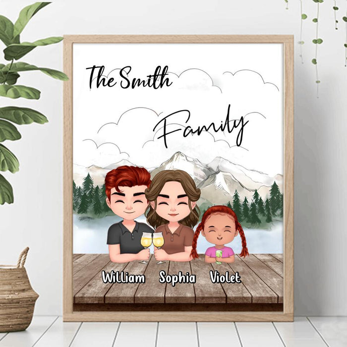Custom Personalized Family Poster - Upto 4 Adults And 2 Kids - Gift Idea for Father's Day/Mother's Day/Family