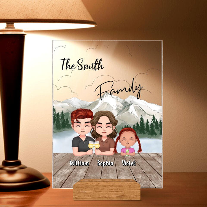 Custom Personalized Family Acrylic Plaque - Upto 4 Adults And 2 Kids - Gift Idea for Father's Day/Mother's Day/Family