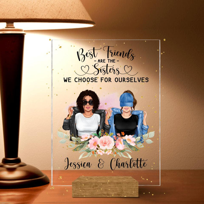 Personalized Besties Acrylic Plaque - Best Idea For Best Friends - True Friends Are Never Apart