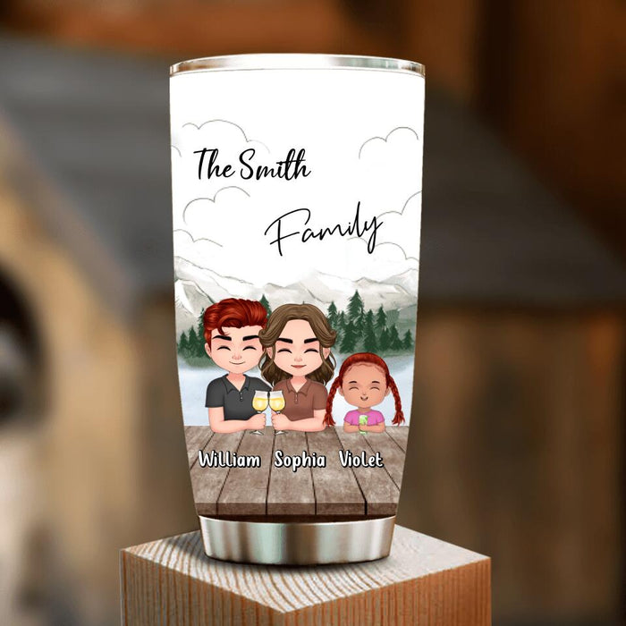 Custom Personalized Family Tumbler - Upto 4 Adults And 2 Kids - Gift Idea for Father's Day/Mother's Day/Family