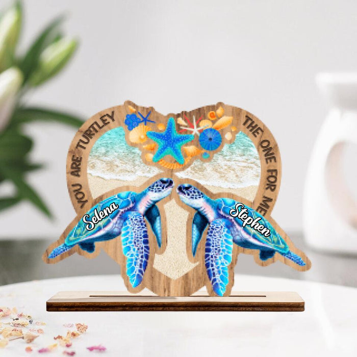 Personalized Turtle Couple Wooden Acrylic Plaque - Gift for Couple, Turtle Lovers, Husband and Wife - You are turtley the one for me