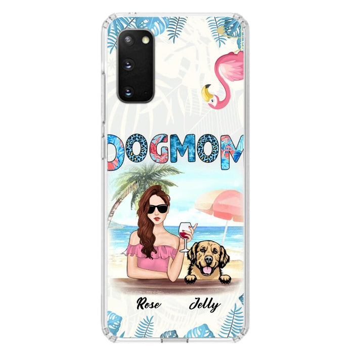 Custom Personalized Dog Mom Summer Patterned Phone Case - Upto 4 Dogs - Gift Idea For Dog Mom - Case For iPhone And Samsung