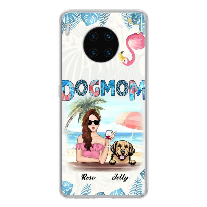 Custom Personalized Dog Mom Summer Patterned Phone Case - Upto 4 Dogs - Gift Idea For Dog Mom - Case For Xiaomi, Oppo And Huawei