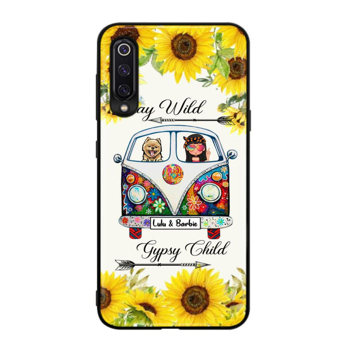 Custom Personalized Hippie Girl Phone Case - Girl with up to 3 Pets - Phone case for iPhone, Samsung and Xiaomi