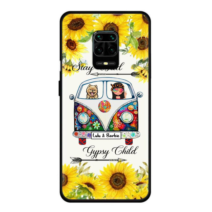 Custom Personalized Hippie Girl Phone Case - Girl with up to 3 Pets - Phone case for iPhone, Samsung and Xiaomi