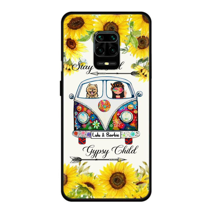 Custom Personalized Hippie Girl Phone Case - Girl with up to 3 Pets - Phone case for iPhone, Samsung and Xiaomi