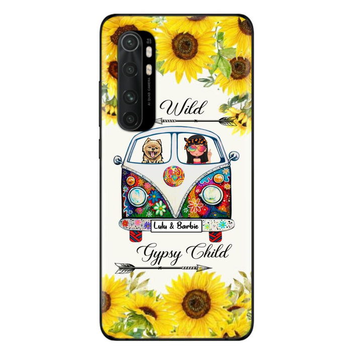 Custom Personalized Hippie Girl Phone Case - Girl with up to 3 Pets - Phone case for iPhone, Samsung and Xiaomi