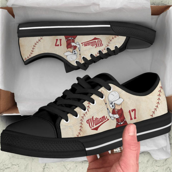 Personalized Baseball Low Top Sneakers - Gift Idea For Baseball Lovers