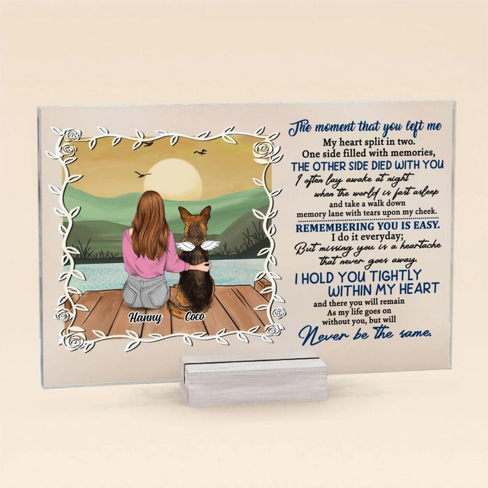 Personalized Memorial Pet Acrylic Plaque - Adult/Couple With Up to 4 Pets - Gift Idea For Dog/Cat Lover - The Moment That You Left Me