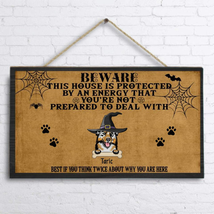 Custom Personalized Dog Halloween Door Sign - Upto 5 Dogs - Best Gift For Dog Lovers