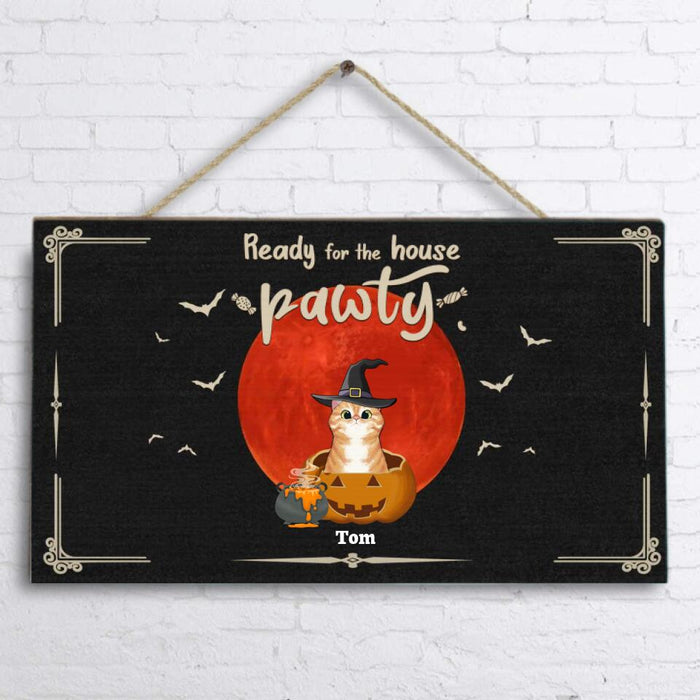 Custom Personalized Halloween Cats Door Sign - Upto 5 Cats - Best Gift For Cat Lovers - 3QH5BH