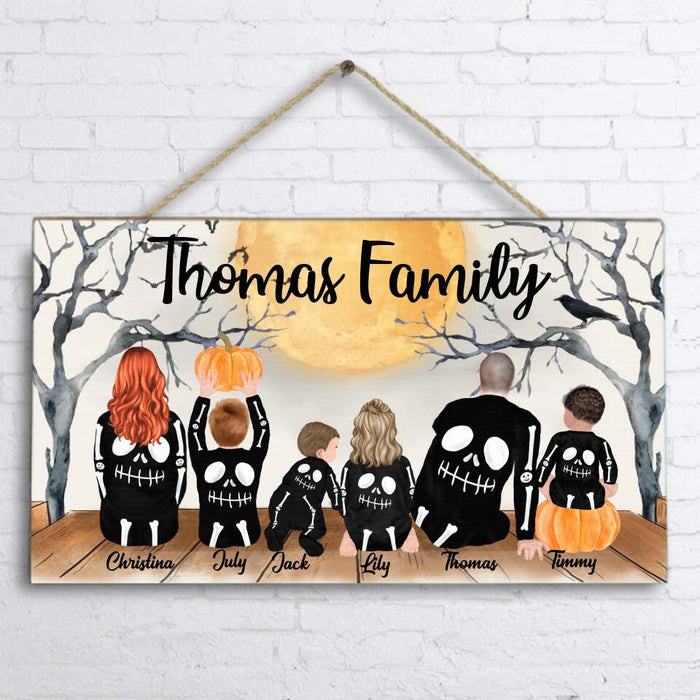 Personalized Halloween Door Sign - Family Name Up to 4 Children - Best Gift For Family, Halloween