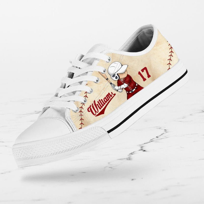 Personalized Baseball Low Top Sneakers - Birthday Gift Idea For Baseball Lovers