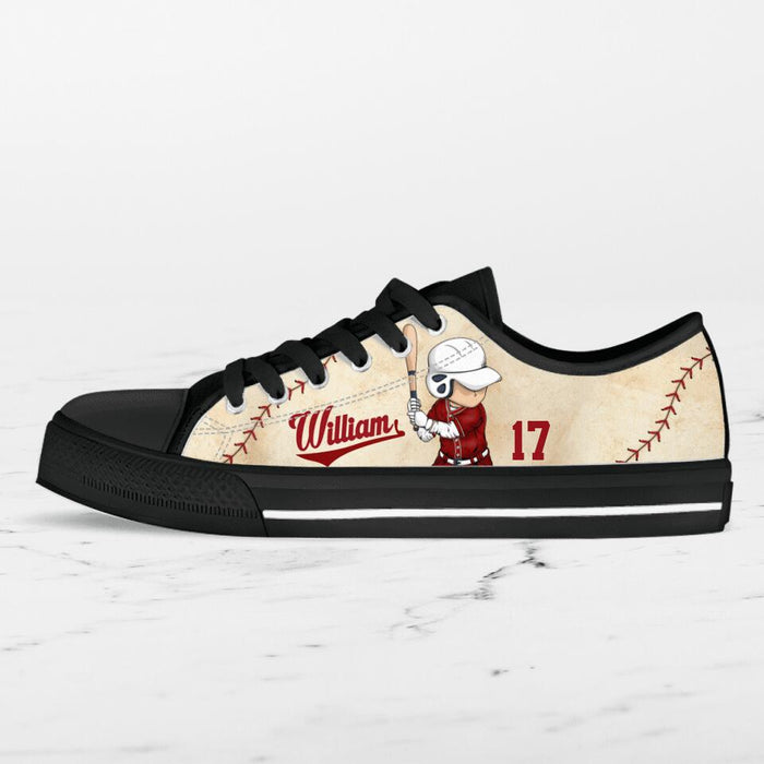 Custom Personalized Baseball Low Top Sneakers - Gift Idea For Baseball Lover/ Birthday Gift