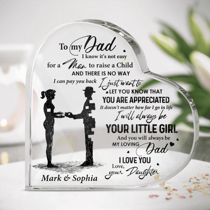 Custom Personalized Dad And Daughter Crystal Heart - Gift Idea For Father's Day - To My Dad