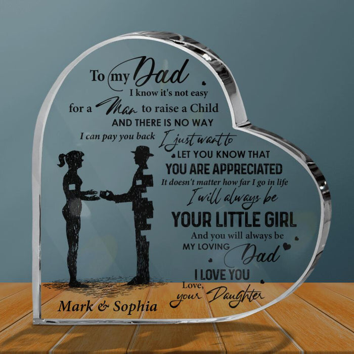 Custom Personalized Dad And Daughter Crystal Heart - Gift Idea For Father's Day - To My Dad