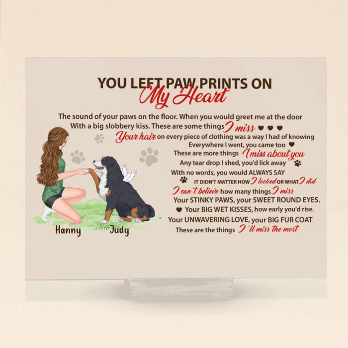 Personalized Memorial Dog Acrylic Plaque - Memorial Passing Gift For Dog Lover - You Left Paw Prints On My Heart