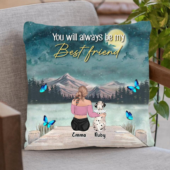 Custom Personalized Memorial Dog Mom/Dog Dad Pillow Cover - Gift Idea For Dog Owners/Dog Lovers - Upto 5 Dogs - You Will Always Be My Best Friend