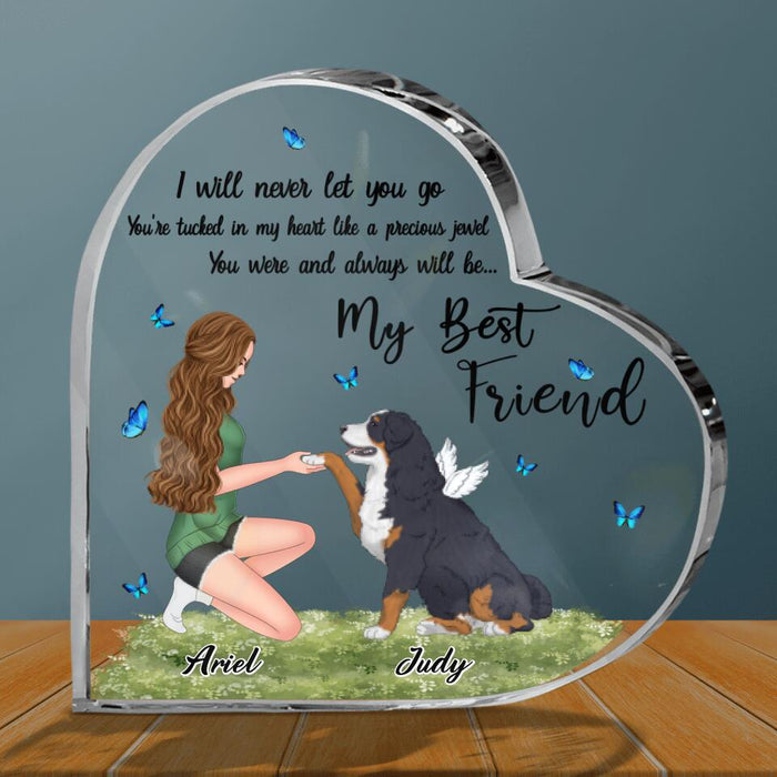 Custom Personalized Girl And Dog Crystal Heart - Gift Idea For Dog Lovers - I Will Never Let You Go