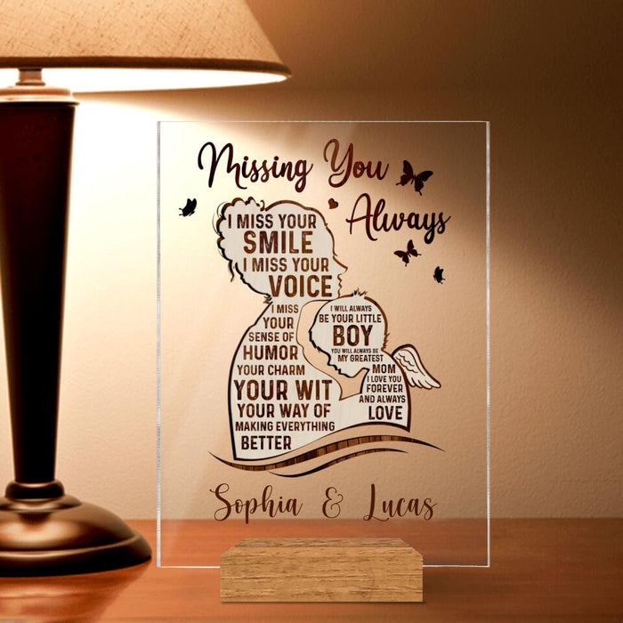 Custom Personalized Mom And Son Acrylic Plaque - Memorial Gift For Mother's Day/Family - Missing You Always