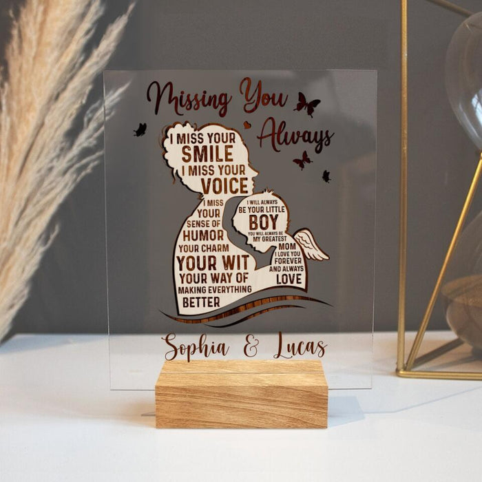 Custom Personalized Mom And Son Acrylic Plaque - Memorial Gift For Mother's Day/Family - Missing You Always