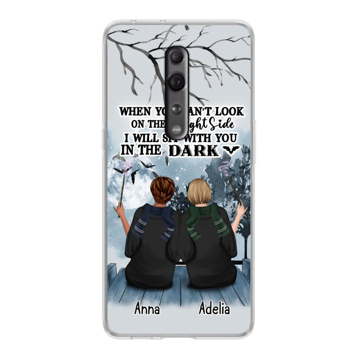 Custom Personalized Friends Witches Phone Case - Upto 4 Witches - Halloween Gift Idea For Friends/Sisters - When You Can't Look On The Bright Side I Will Sit With You In The Dark - Case for Xiaomi/Huawei/Oppo