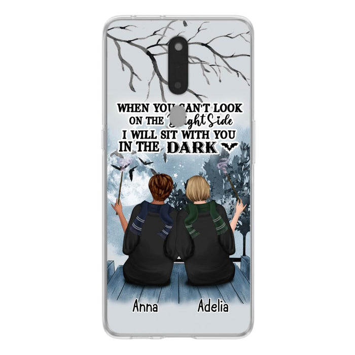 Custom Personalized Friends Witches Phone Case - Upto 4 Witches - Halloween Gift Idea For Friends/Sisters - When You Can't Look On The Bright Side I Will Sit With You In The Dark - Case for Xiaomi/Huawei/Oppo